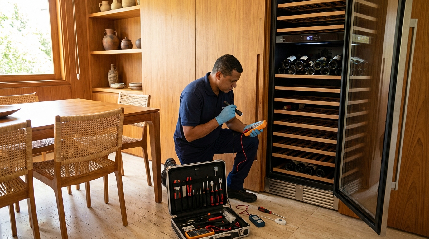 Substituição do termostato de uma adega climatizada em Aracaju‑SE